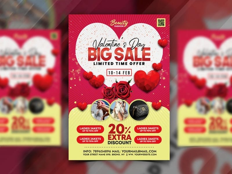 Best Free Flyer Templates 63 Happy Valentines Day Sale Promotion Flyer