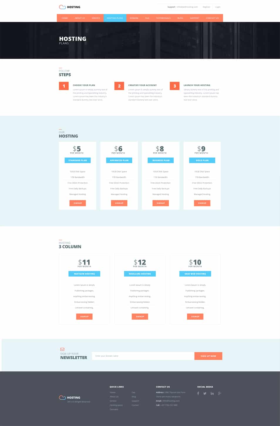 Free Hosting Web Template PSD 19 Hosting Plans