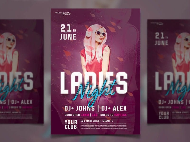 Ladies Night Party Flyer PSD