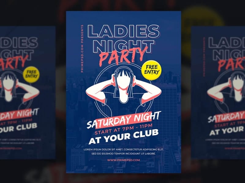 Ladies Night Party Flyer Template PSD