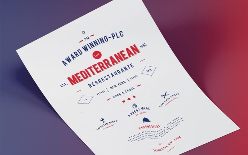 Mediterranean Food Restaurant Flyer Template PSD