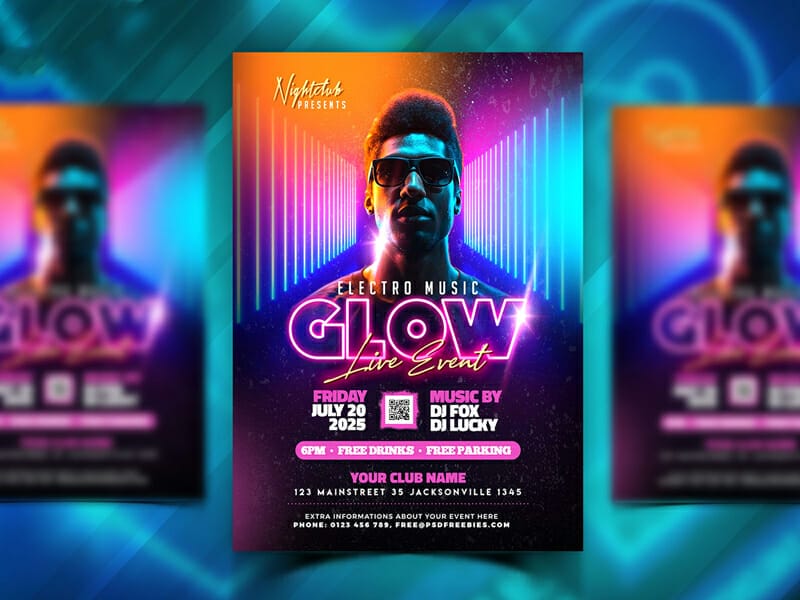 Best Free Flyer Templates 174 Neon Glow Party Flyer Template