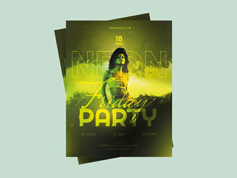 Best Free Flyer Templates 190 Neon Party Flyer Template