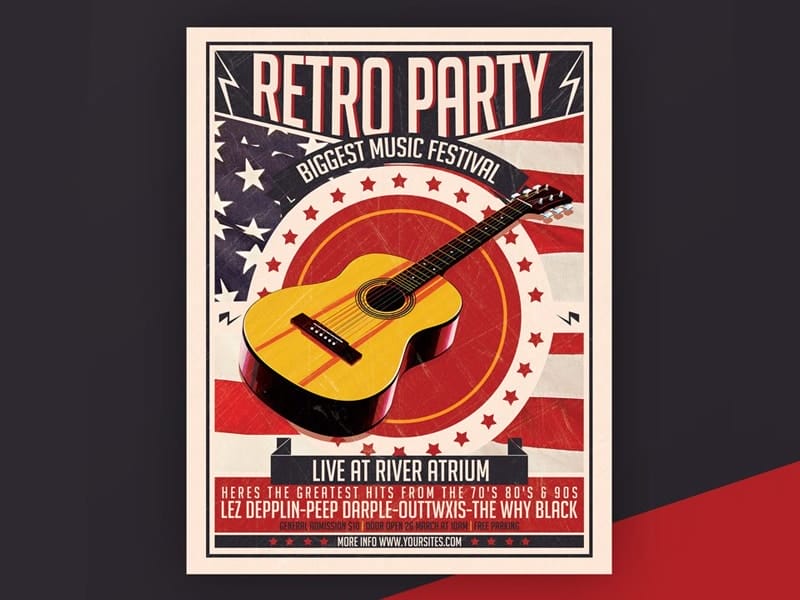 Retro Party Flyer Template PSD