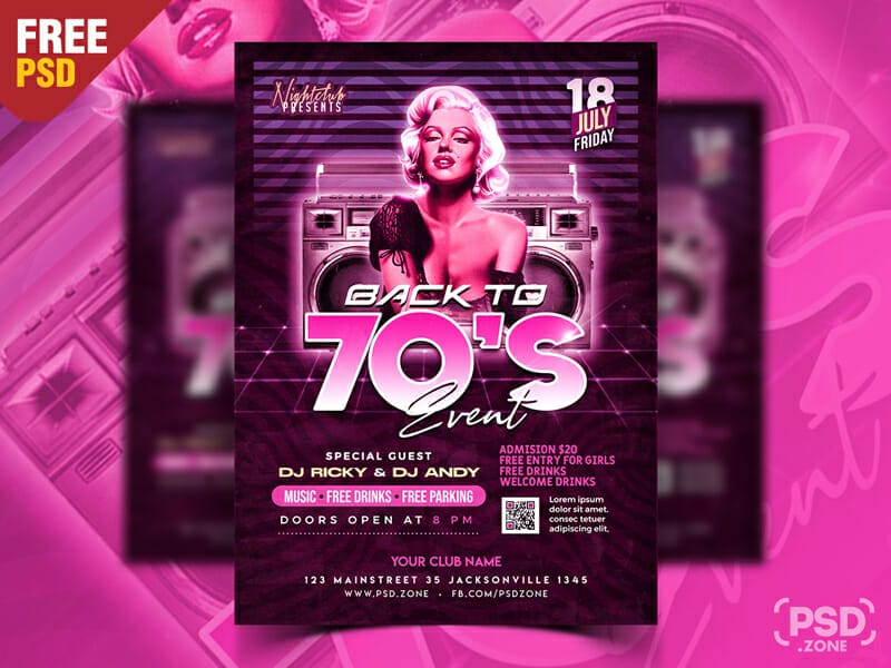 Best Free Flyer Templates 417 Retro Theme Event Party Flyer