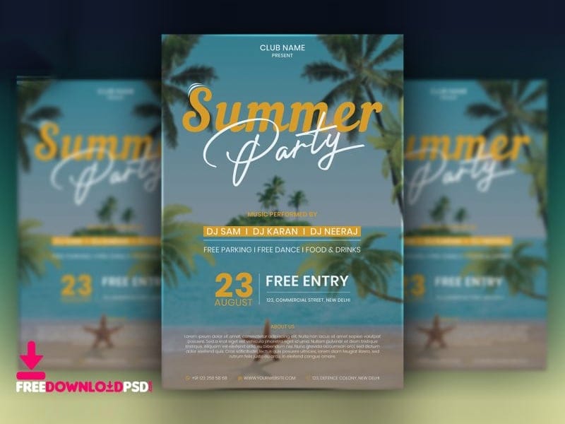 Summer Party Flyer Design PSD