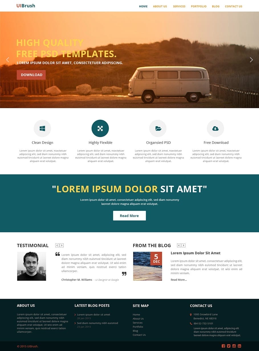 Latest Free Web Elements From February 2015 14 UIBrush Free Multi Purpose Template PSD