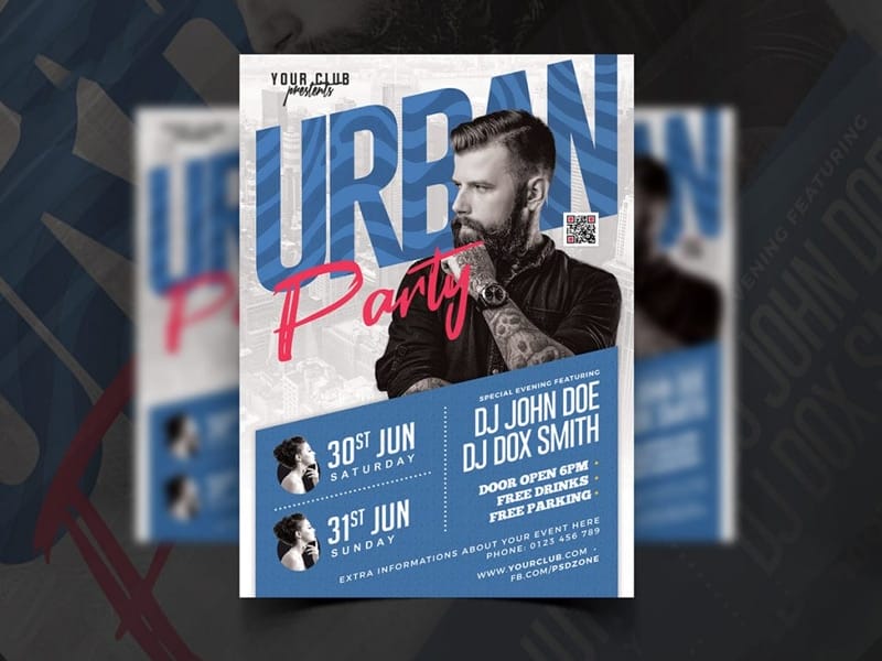 Urban Night Music Party Flyer PSD