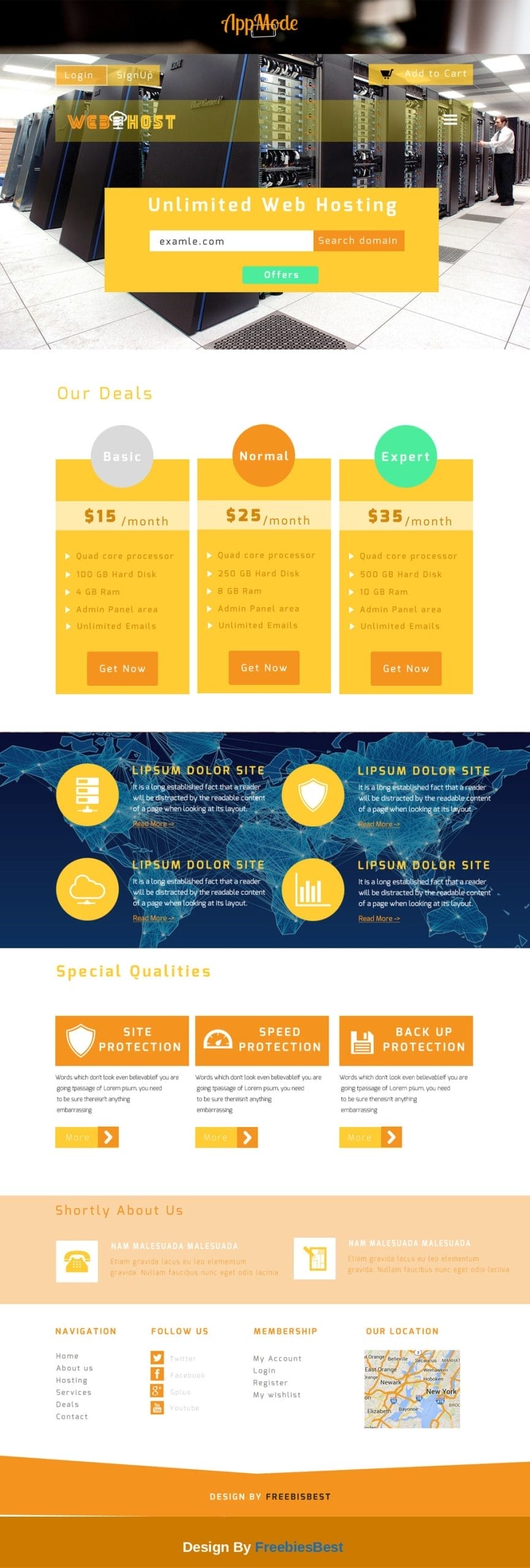 Latest Free Web Elements From February 2015 18 Web-Host Flat Hosting Template PSD