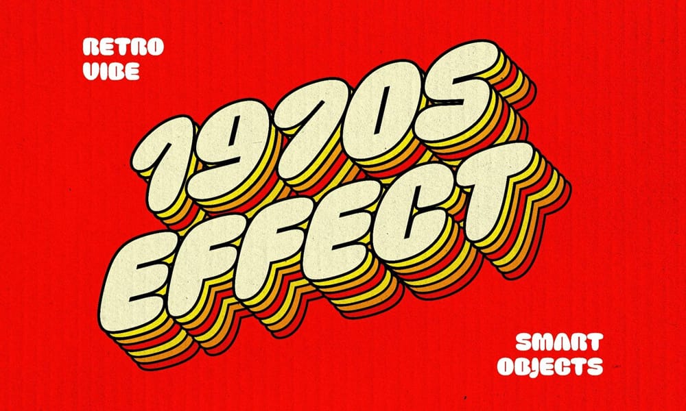 Latest Free Photoshop Text Styles & Effects 12 70s Retro Vibe Text Effect