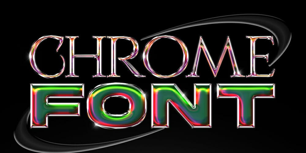 Latest Free Photoshop Text Styles & Effects 104 Abstract Chrome Text Effect