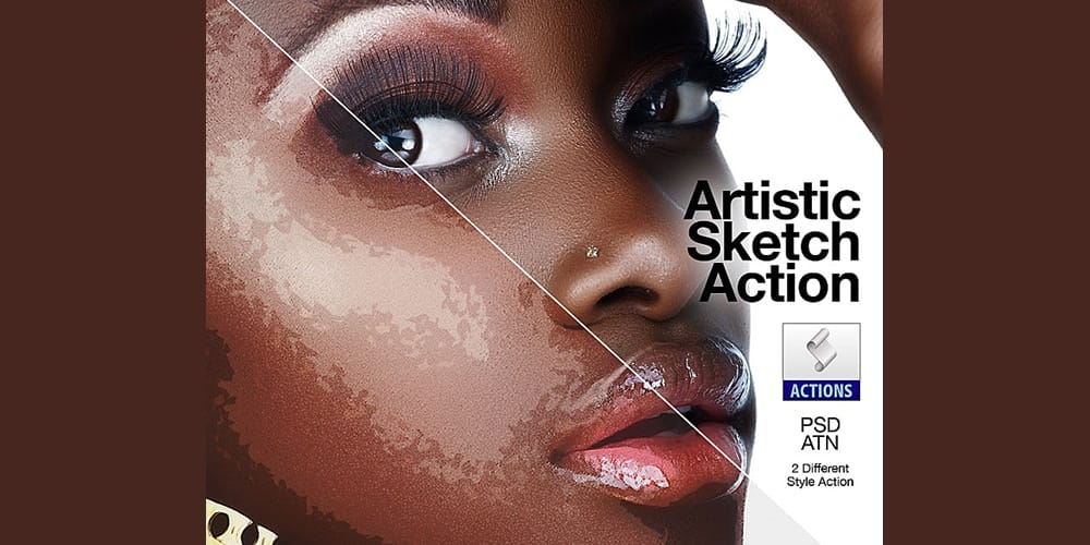 Latest Free Photoshop Actions 90 Artistic Sketch Action