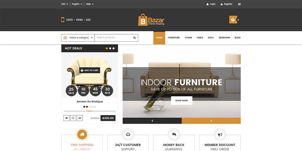 Bazar E Commerce Web Template PSD