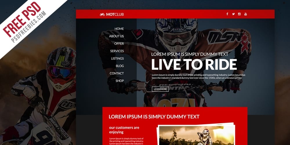 Best Free Web Templates 2023 353 Bikers Club Website Template PSD