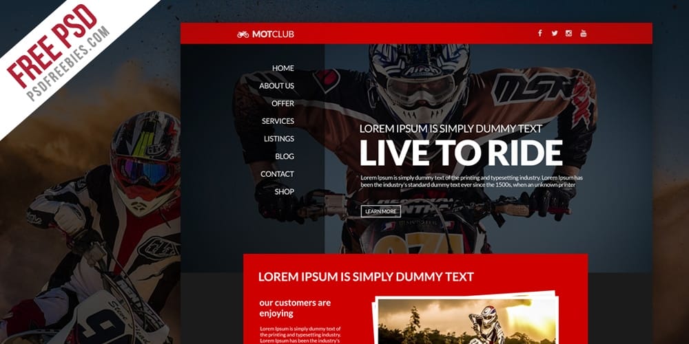 Bikers Club Website Template PSD