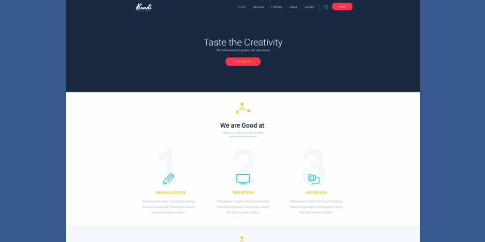 Bondi Free Landing Page Template PSD