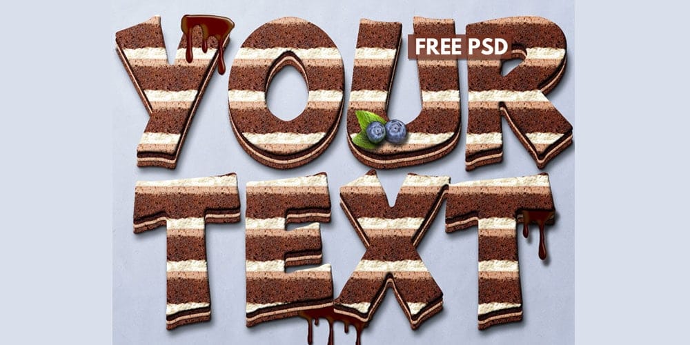 Latest Free Photoshop Text Styles & Effects 145 Chocolate Cake Photoshop Mockup Text PSD