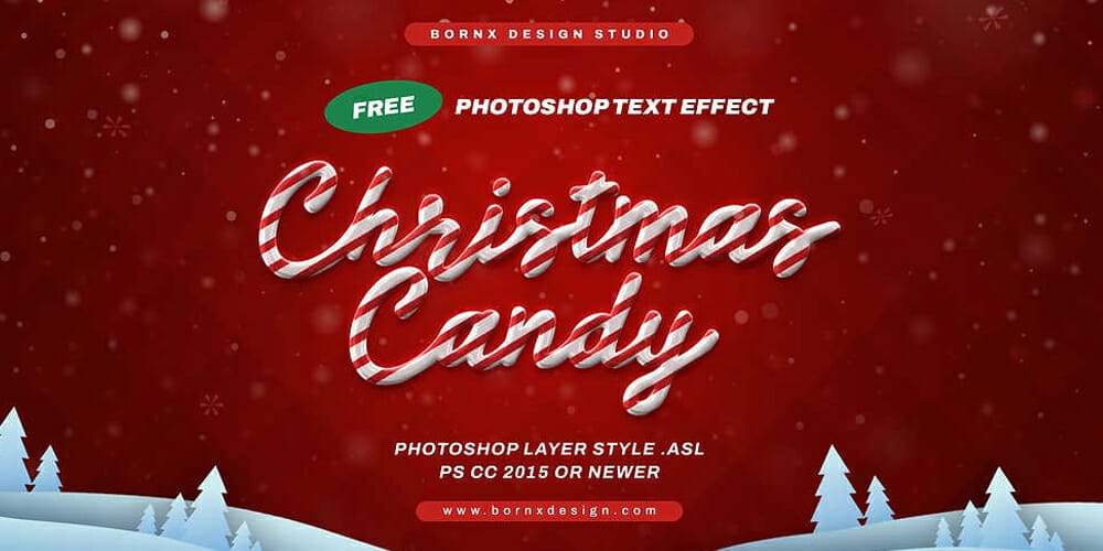 Latest Free Photoshop Text Styles & Effects 200 Christmas Candy Text Effect
