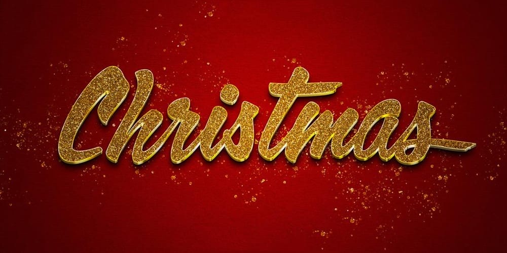 Latest Free Photoshop Text Styles & Effects 39 Christmas Gold Glitter Text Effect