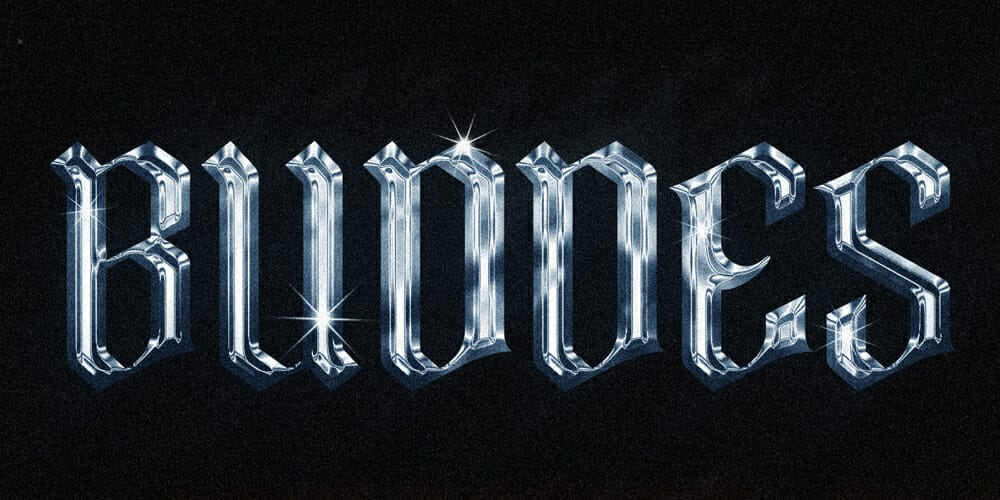 Latest Free Photoshop Text Styles & Effects 222 Chrome Text Effect