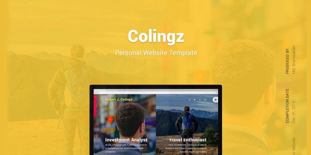Colingz Free Personal Web Template PSD