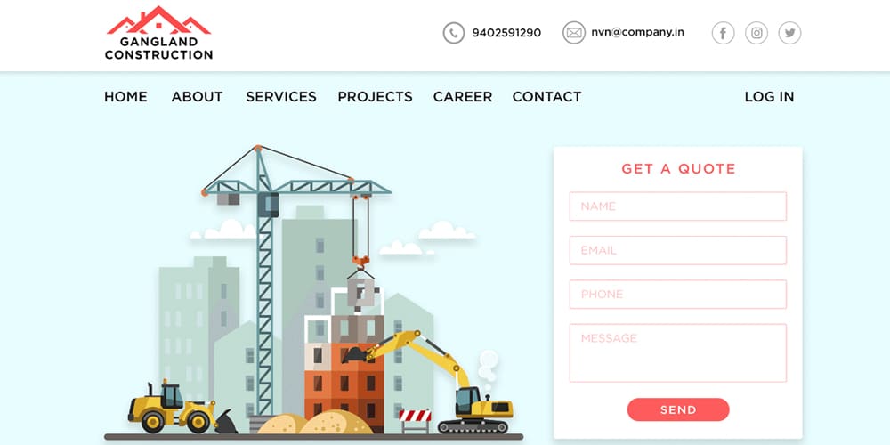 Best Free Web Templates 2023 359 Construction Company Web Template PSD