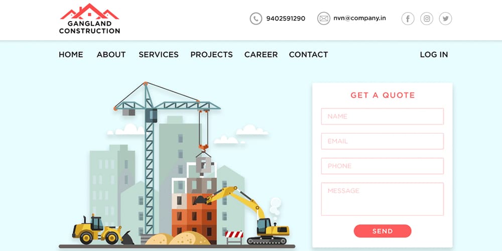 Construction Company Web Template PSD