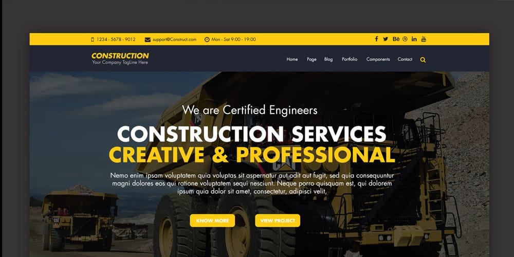 Best Free Web Templates 2023 365 Construction Company Web Template PSD