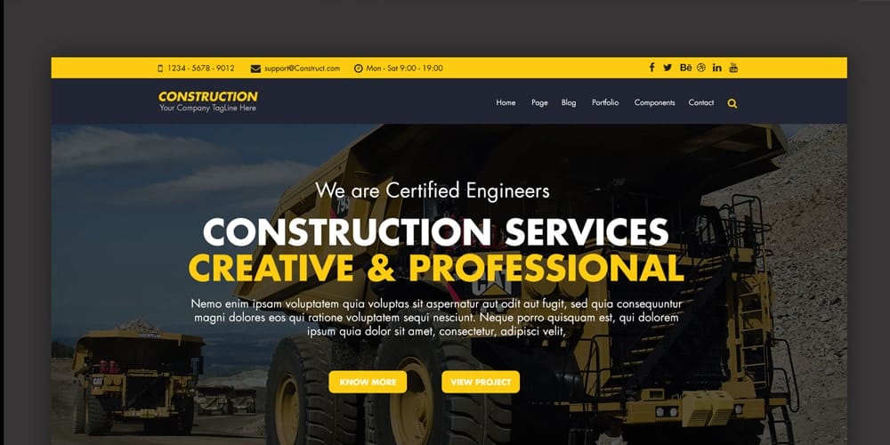 Construction Company Web Template PSD