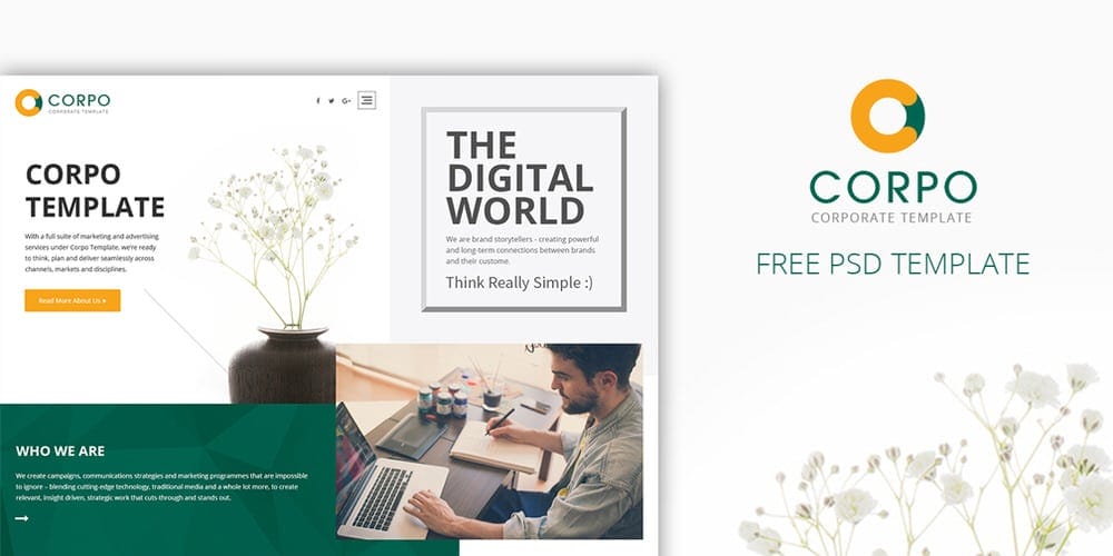Free Corporate and Business Web Templates PSD 20 Corpo Corporate Web Template PSD