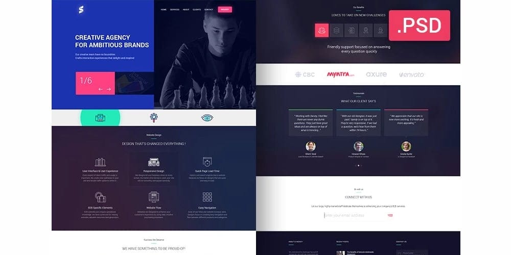 Best Free Web Templates 2023 156 Creative Agencies Web Template PSD