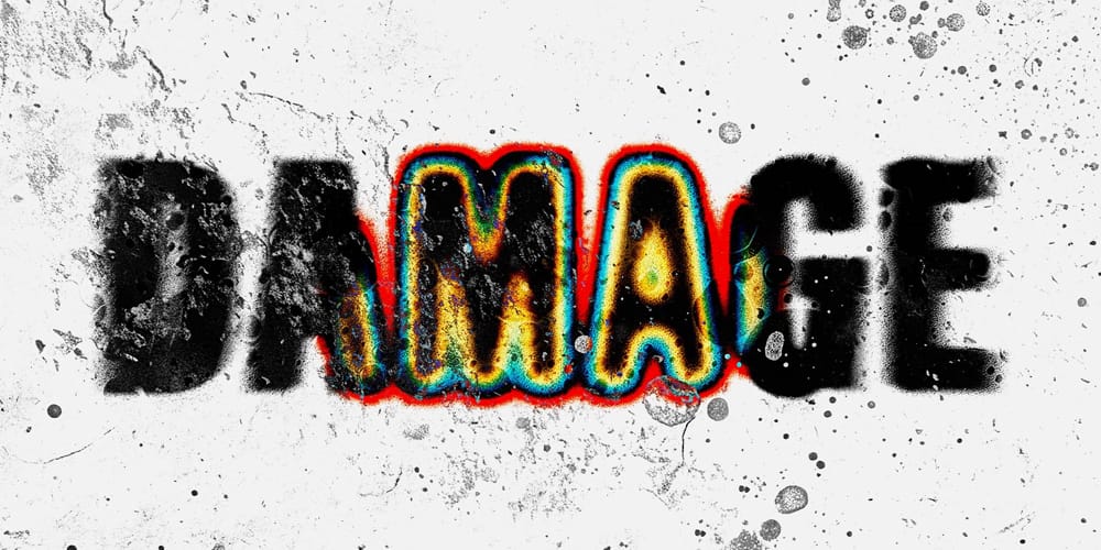 Latest Free Photoshop Text Styles & Effects 32 Damage Distortion Text Effect