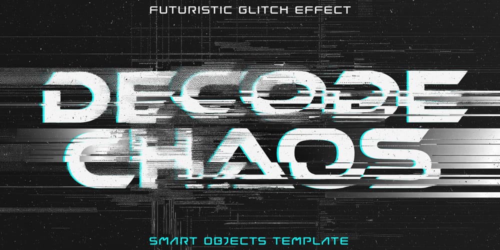 Latest Free Photoshop Text Styles & Effects 18 Destroy Cyber Glitch Text Effect PSD