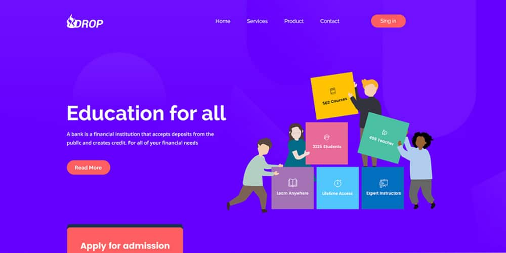 Best Free Web Templates 2023 378 Drop Education Template