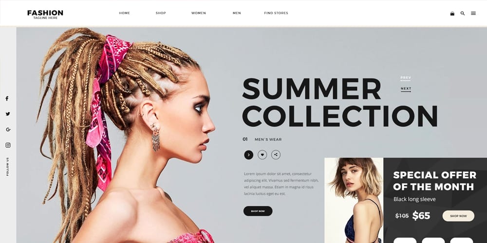 Best Free Web Templates 2023 66 Fashion E-commerce Web Template PSD