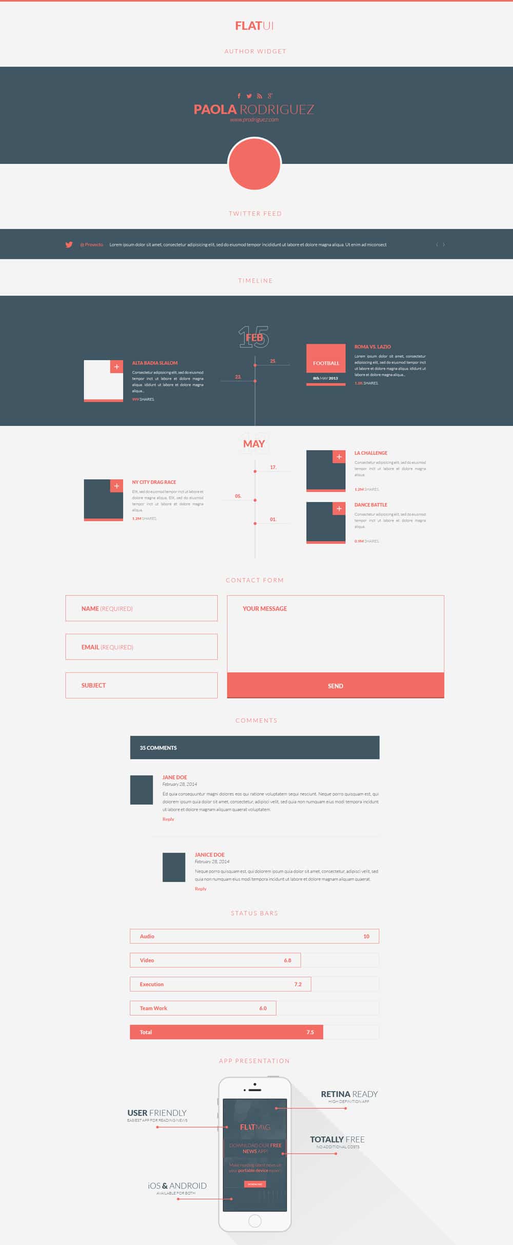 Latest Free Web Elements From February 2015 7 Flat UI Kit PSD