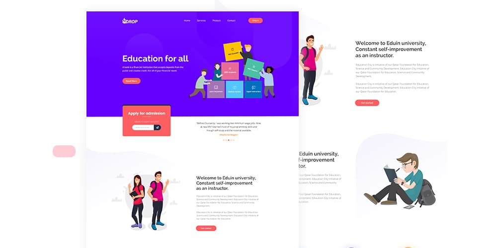 Free Education Web Template PSD