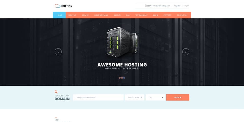 Free Hosting Web Template PSD