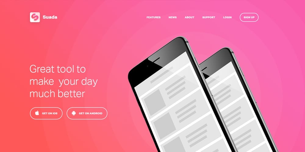 Free Mobile App Landing Page PSD