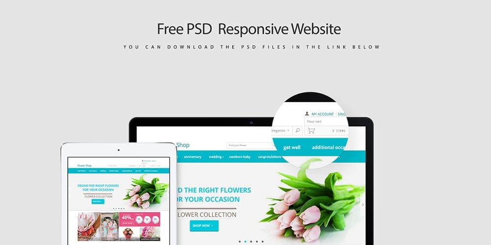 Free Responsive Web Template PSD for E Commerce