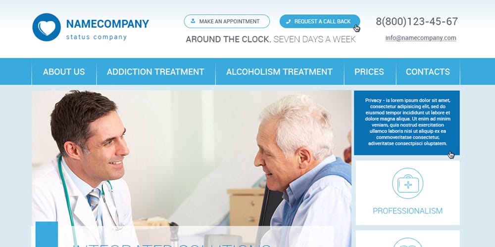 Free Website Template PSD for Medical Center