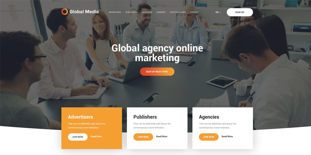 Free Corporate and Business Web Templates PSD 19 Global Media Web Template PSD