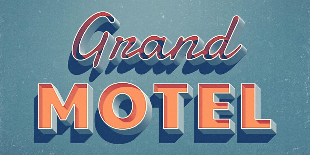 Latest Free Photoshop Text Styles & Effects 136 Grand Motel Text Effect