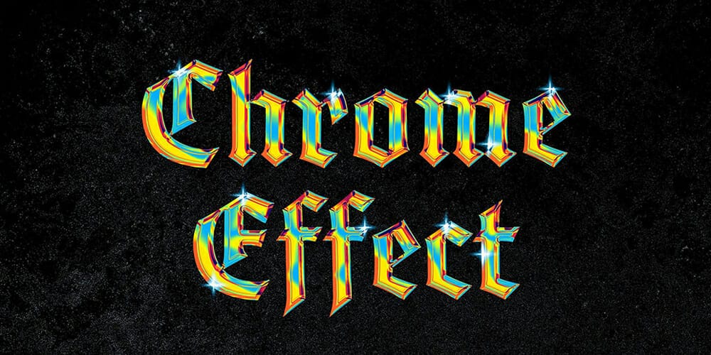 Latest Free Photoshop Text Styles & Effects 65 Holographic Chrome Effect