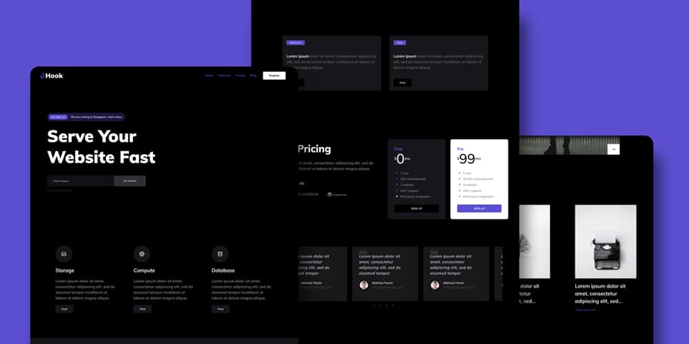 Hook Free dark html template