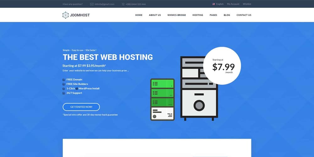 Best Free Web Templates 2021 174 JoomHost Cloud Hosting Landing Page Template PSD