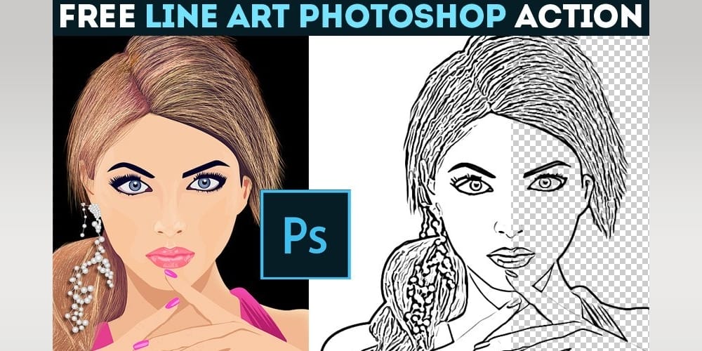 Latest Free Photoshop Actions 92 Line Art Photoshop Action