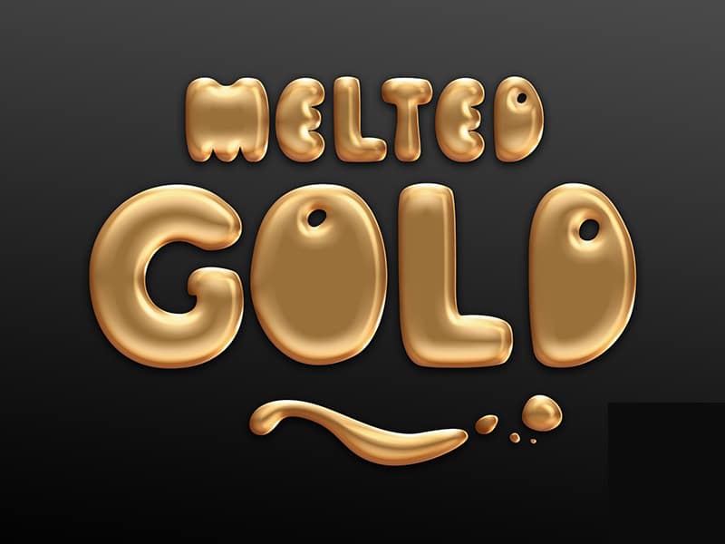 Latest Free Photoshop Text Styles & Effects 264 Melted Gold Text Style PSD