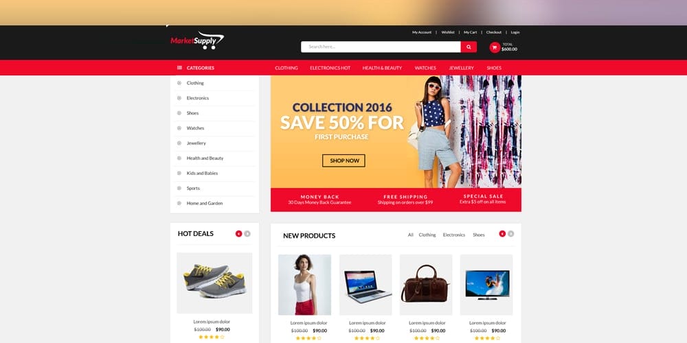 MultiPurpose eCommerce Web Template PSD