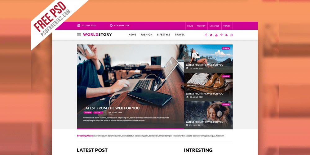 Multipurpose Magazine Blog Web Template PSD